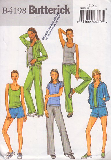Yoga Jogging Running Workout Wear Size L-XL Uncut Butterick 4198 Trendy Sporty Casual Lounge Outfit