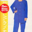Basic Pants Suit Separates Plus Size 16W-20W Uncut Butterick 5352 Easy Chic Cardigan Top Trousers