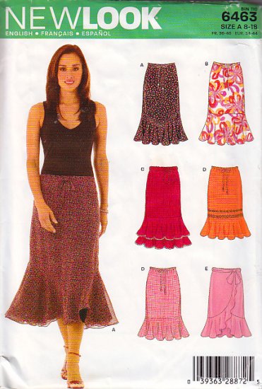 Flirty Flamenco Swirly Ruffled Skirt Sz 8-18 Uncut New Look 6463 Sexy Feminine Trendy Flowing Skirt