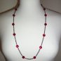 Sultry Crimson Red Baubles Opera Necklace Simple Mod Chic Gunmetal Chain Cute Dainty Plastic Beads
