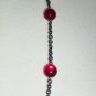 Sultry Crimson Red Baubles Opera Necklace Simple Mod Chic Gunmetal Chain Cute Dainty Plastic Beads