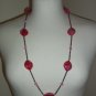 Pretty Pink Salmon Marbled Baubles Opera Necklace Bold Stylish Chunky Plastic Crackled Glass Beads