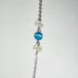 Dainty Charming Aqua and Clear Beaded Opera Necklace Pretty Glow in the Dark Beads Silver Tone Chain