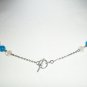 Dainty Charming Aqua and Clear Beaded Opera Necklace Pretty Glow in the Dark Beads Silver Tone Chain
