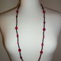 Sexy Red and Black Beaded Opera Necklace Bold Edgy Stylish Chic Flame Faceted Crackled Glass Beads
