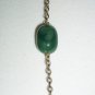 Marbled Jade Green Baubles Opera Necklace Elegant Mod Oval Beads Antique Bronze Tone Chain Boho Chic