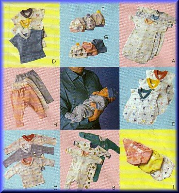 Babies' Layette Bunting Sleeper All Sizes McCall's Sewing Pattern 2490 Hat Bib Leggings Diaper Cover