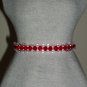 Fire and Ice Sparkly Woven Bracelet Dainty Feminine Red and Clear Faceted Glass Beads Gunmetal Chain