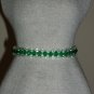Dewdrops in the Grass Woven Bracelet Delicate Charming Green Clear Faceted Glass Beads Silver Chain
