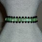 Green Caterpillar Unique Woven Bracelet Funky Boho Indie Chic Jade Black Oblong Faceted Glass Beads