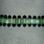 Green Caterpillar Unique Woven Bracelet Funky Boho Indie Chic Jade Black Oblong Faceted Glass Beads