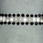 Ebony and Ivory Beaded Woven Bracelet Cream and Black Oblong Faceted Glass Beads Cool Unusual Style