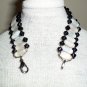 Ebony and Ivory Beaded Woven Bracelet Cream and Black Oblong Faceted Glass Beads Cool Unusual Style