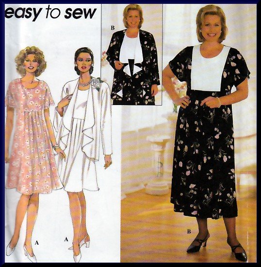Elegant Draped Flowing Cardigan Dress Plus Size 18W-24W Uncut Simplicity 7558 Pretty Classic Pleats