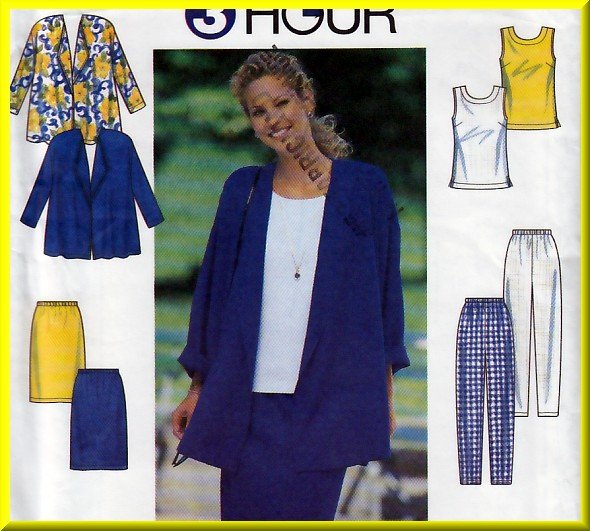 Easy Chic 3-Hour Separates Outfit Size L-XL Uncut Simplicity 7973 Basic Cardigan Tank Top Skirt Pant