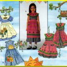 Girls' Dress Apron Size 5-8 Simplicity Sewing Pattern 8098 Watermelon Appliques Dress-up Playtime