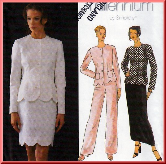 Scalloped Hem Fitted Jacket and Skirt Suit Size 12-16 Uncut Simplicity ...