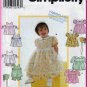 Infants' Dress Pinafore Bonnet Size NB-L Simplicity Sewing Pattern 8538 Special Occasion Outfit