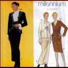 Elegant Skirt Suit and Blouse Size 4-10 Uncut Simplicity 8847 Cascading Jabot Collar Ruffled Sleeves
