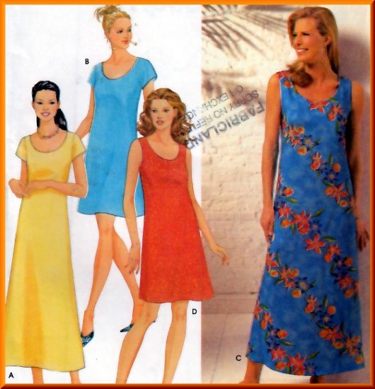 Basic Pullover Scoop Neck Dress Sz 8-18 Uncut Simplicity 9691 Effortless Casual Long or Short Dress