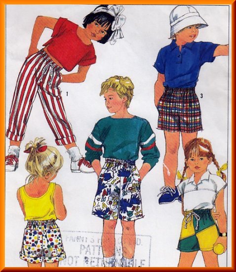 Children's Easy-to-sew Pull-on Bottoms Sz L Uncut Simplicity 7534 Elastic Jams Bermuda Shorts Pants
