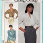 Ladylike Elegant Wrap Peplum Blouses Sz 12 Uncut Simplicity 8390 Vintage 80s Silky Long Sleeve Tops