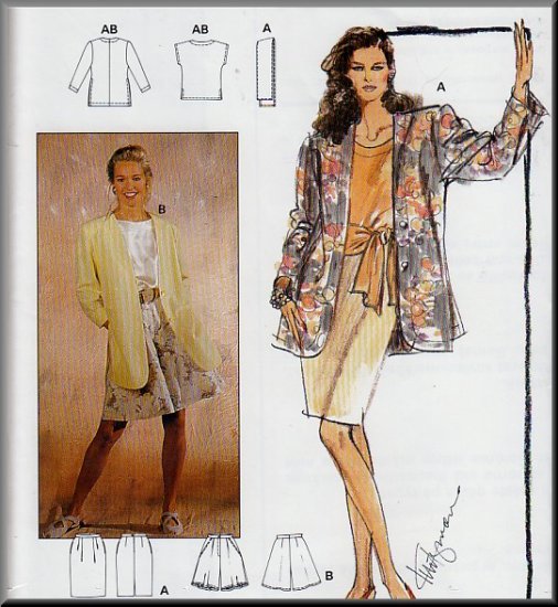 Simple Basic Women's Outfit Ensemble Sz 10-20 Uncut Burda 4820 Cardigan Jacket Top Shorts Skirt Sash