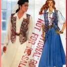 Women's Flowing Skirt Blouse and Vest Sz 6-10 Uncut Butterick 4591 Retro 90s Fitted Lined Waistcoat