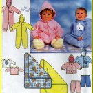 Babies' Hooded Onesie Blanket Set Sz NB-L Simplicity Sewing Pattern 7807 Knit Jacket Shirt Pants