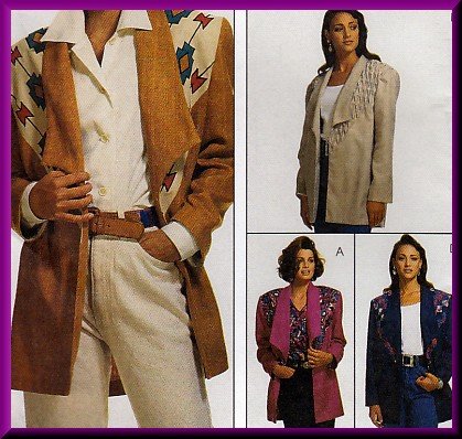 Women's Unique Creative Decorative Jacket Sz 8-12 Uncut McCall's 6959 Wing Collar Fancy Artsy Yoke