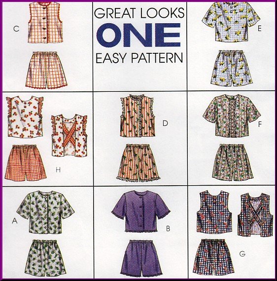 Cute Girl's Summer Shorts Set Sz 4-6 McCall's Sewing Pattern 7676 Lace Ruffled Trim Playtime Clothes