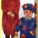 Retro 90s Toddlers' Jumpsuit Sz 2-4 Simplicity Sewing Pattern 7947 Baggy Jumper Puffy Hat Bib Collar