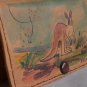 Handpainted Leather Coin Card Wallet Vintage Handmade Kangaroo Motif New Castle Flesh Tone Nubuck