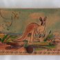 Handpainted Leather Coin Card Wallet Vintage Handmade Kangaroo Motif New Castle Flesh Tone Nubuck