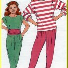 Retro Flashdance Girl's Knit Outfit Sz 8-14 Uncut Kwik Sew 1890 Baggy Tapered Pants 80s Boatneck Top
