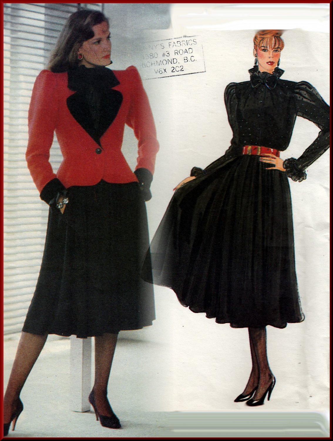 Elegant YSL Dress Set Sz 10 Uncut Vogue 1196 Full Skirt Ruffled Blouse