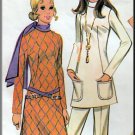 70s Hipster Chic Outfit Sz 12 McCall's Sewing Pattern 2629 Retro Funky Knit Tunic Top Flared Pants
