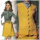 Mod Go-Go Scooter Outfit Sz 12 Simplicity Sewing Pattern 8095 Ascot Tie Blouse Scallop Vest Skirt