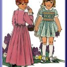 Girls' Charming Smocked Hippy Dress Sz 6x Vogue Sewing Pattern 1615 Peter Pan Collar Puffy Sleeves