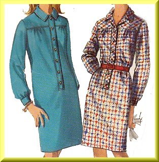 Mod Chic Step-in Dress Sz 14 Simplicity Sewing Pattern 6626 Retro Knee Length Straight Shirtdress