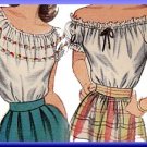 Puffy Off-the-Shoulder Top Sz 12 Simplicity Sewing Pattern 1599 WWII Peasant Gypsy Blouse 1945