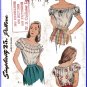 Puffy Off-the-Shoulder Top Sz 12 Simplicity Sewing Pattern 1599 WWII Peasant Gypsy Blouse 1945