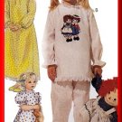 Girl's Old-Fashioned Pajamas Nightgown Sz XS McCall's Sewing Pattern 7749 Raggedy Ann Nightie