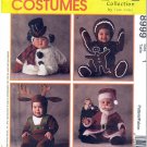 Baby's Festive Christmas Halloween Costumes Sz 1 McCall's Sewing Pattern 8999 Santa Reindeer Snowman
