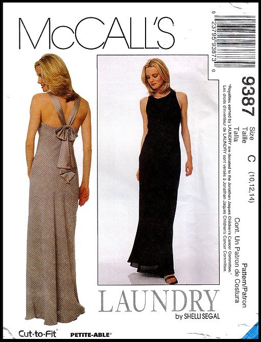 Bias Cut Bow Back Gown Sz 10-14 McCall's Sewing Pattern 9387 Elegant ...