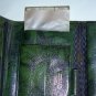 Marbelized Green English Goatskin Pocketbook Checkbook Wallet by Tilley Made in Canada Vintage Retro