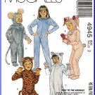 Children's Vintage Halloween Costumes Sz 2 McCall's Sewing Pattern 4945 Mouse Rabbit Cat Tiger