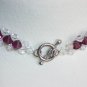 Lovely Elegant Woven Plait Choker Necklace Amethyst Purple Clear Faceted Glass Beads Dangling Charms