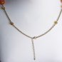 Rustic Autumn Amber Matinee Necklace Yellow Rust Oblong Round Beads Antique Gold Bronze Chain
