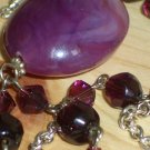 Purple Passion Matinee Necklace Amethyst Plum Purple Faceted Glass Beads Large Pretty Oval Pendant